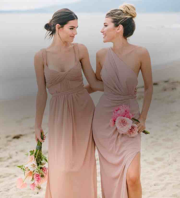 Model wearing a gray gown. Mobile image